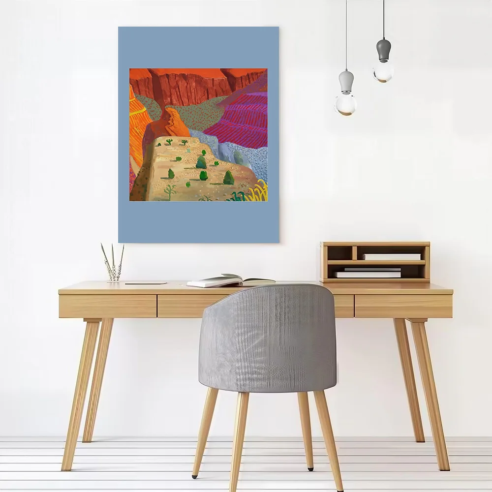 Vibrant Canyon Landscape Painting By: David Hockney Canvas Wall Art Poster Custom Wall Paintings Personalized Photo Printing for