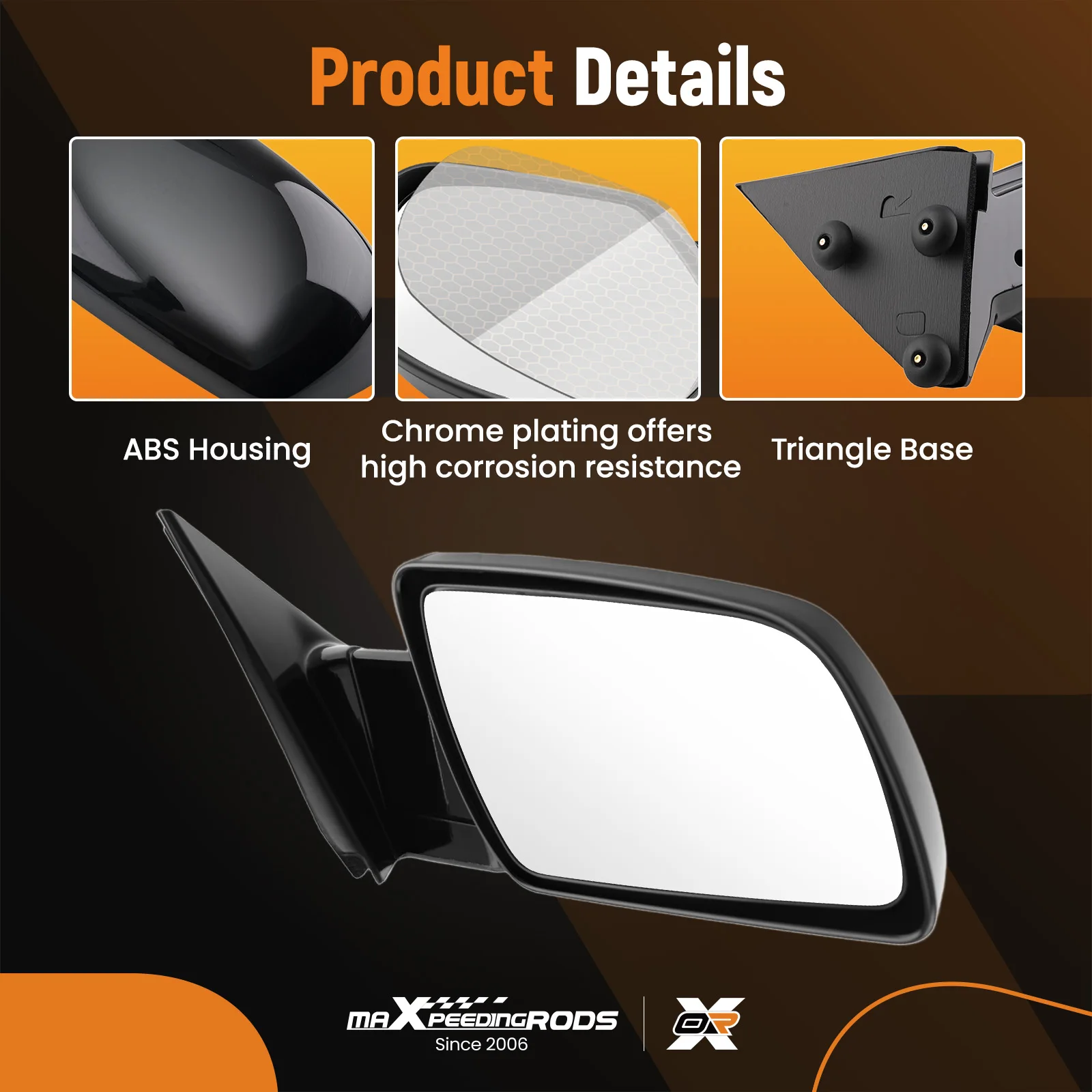 

Right Door Mirror Manual for Chevy C1500 Blazer 88-00 15764760 Direct Replace