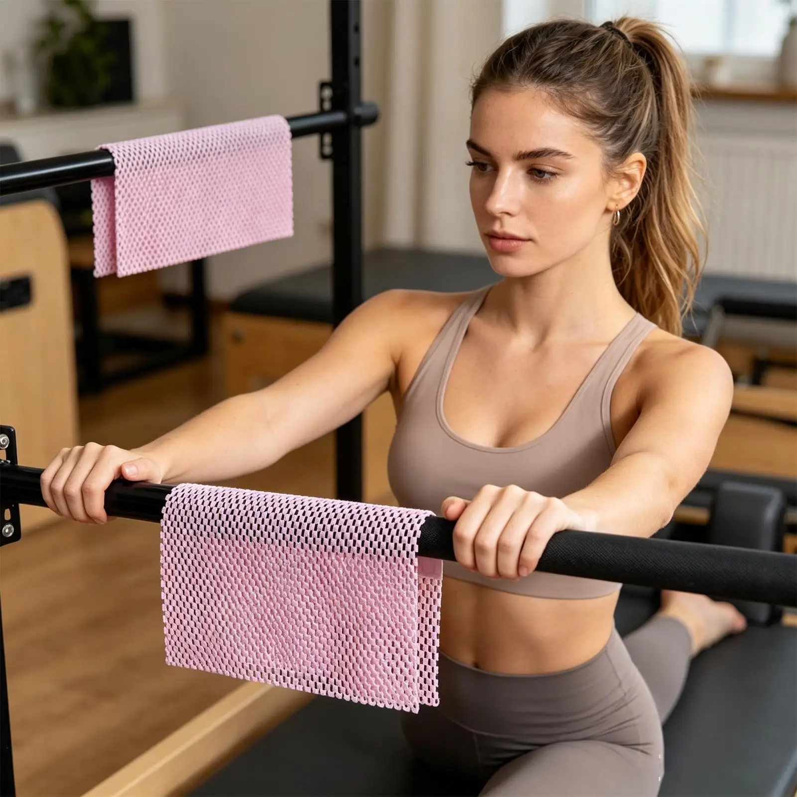 Pilates Grip Pads 2 Pieces Foldable Textured Portable Hand Grip Floor Fitness Pads for Yoga Pole Dancing Pull Up Dumbbell Gym