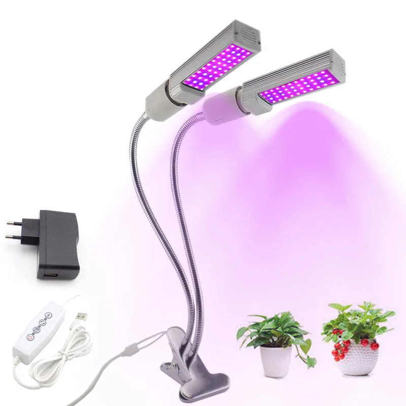 

Dual Heads LED Grow Light Phyto lamp indoor plants Fitolamp Fitolampy 5V USB Timer indoor growbox for greenhouse grow tent box