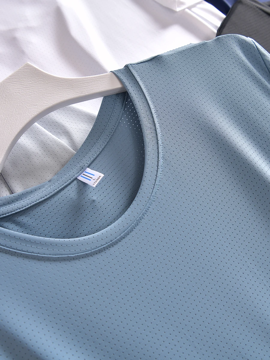 Ice Silk Quick Dry round Neck T-Shirt Short Sleeve Men's Summer Sportswear Casual Youth Trendy Cool Feeling Standard Fit T-Shirt