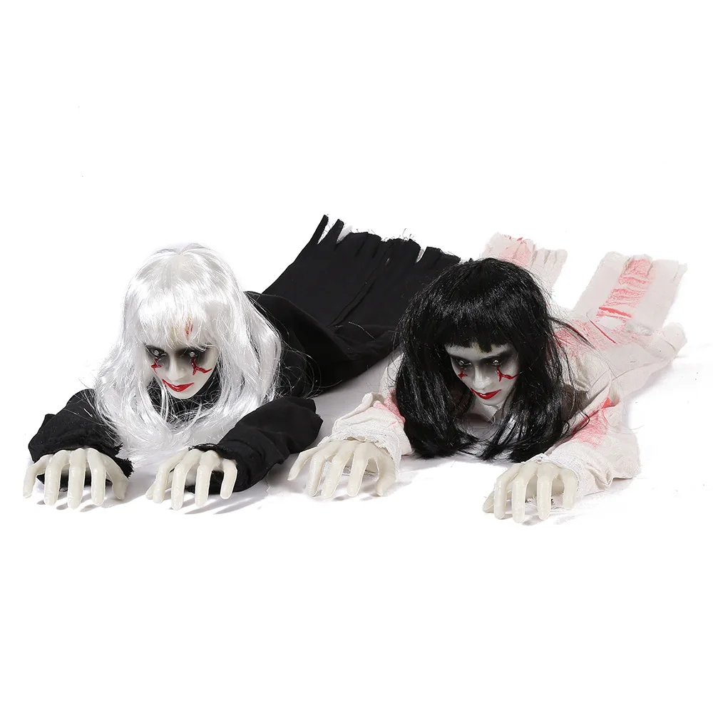 Halloween Scene Horror Decoration New Crawling Ghost Voice-activated Female Ghost Electric Secret Room Escape Props Prank Toys