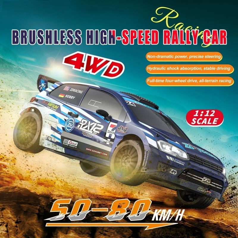 

Zdracing Rx12 Rc Car 1/12 4wd Brushless Lighting Off-Road Rally Racing Car 50km/H High-Speed Electric Control Model Car Toy Gift