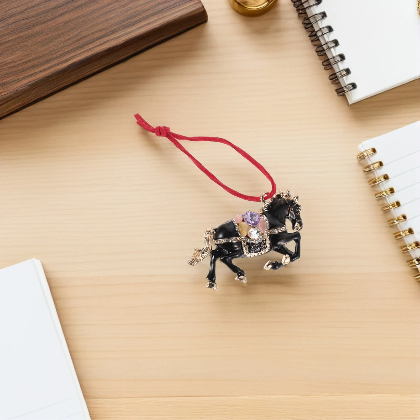 

Chinese Zodiac Horse Pendant for Car Rearview Mirror 2026 New Year Rhinestone Decor Traditional Spring Festival Keepsake Auto