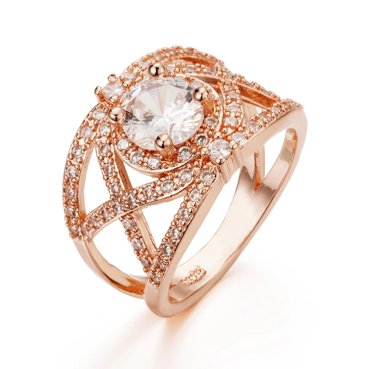 New Hot Sale S925 Sterling Silver Ring Luxury Full Diamond Micro Set Zircon Rose Gold Ring For Women Fashion Jewelry