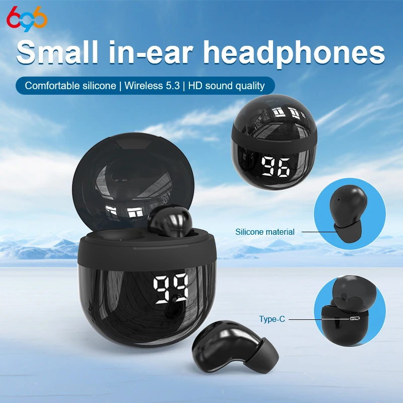 Mini pequeno e leve fone de ouvido sono display led energia mini sem fio 5.3 fone música hd chamada hlfl qualidade som masculino senhora