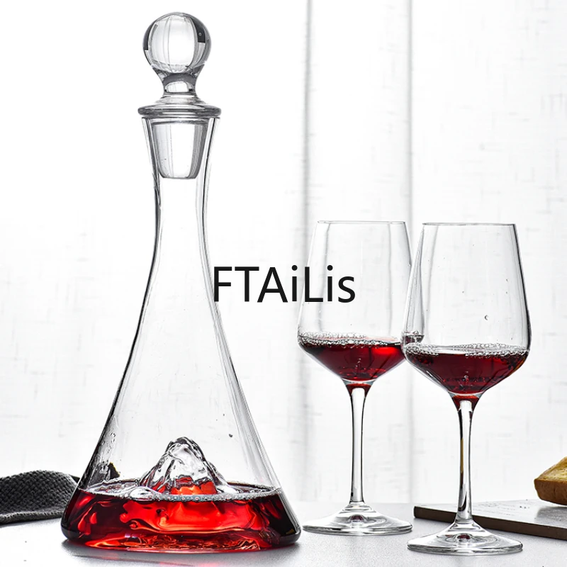 1000-1500ml Light Luxury Artwork Decanter Crystal Glass Red Wine Whiskey Brandy Vodka Bottle Exquisite Iceberg Hip Flask Gift