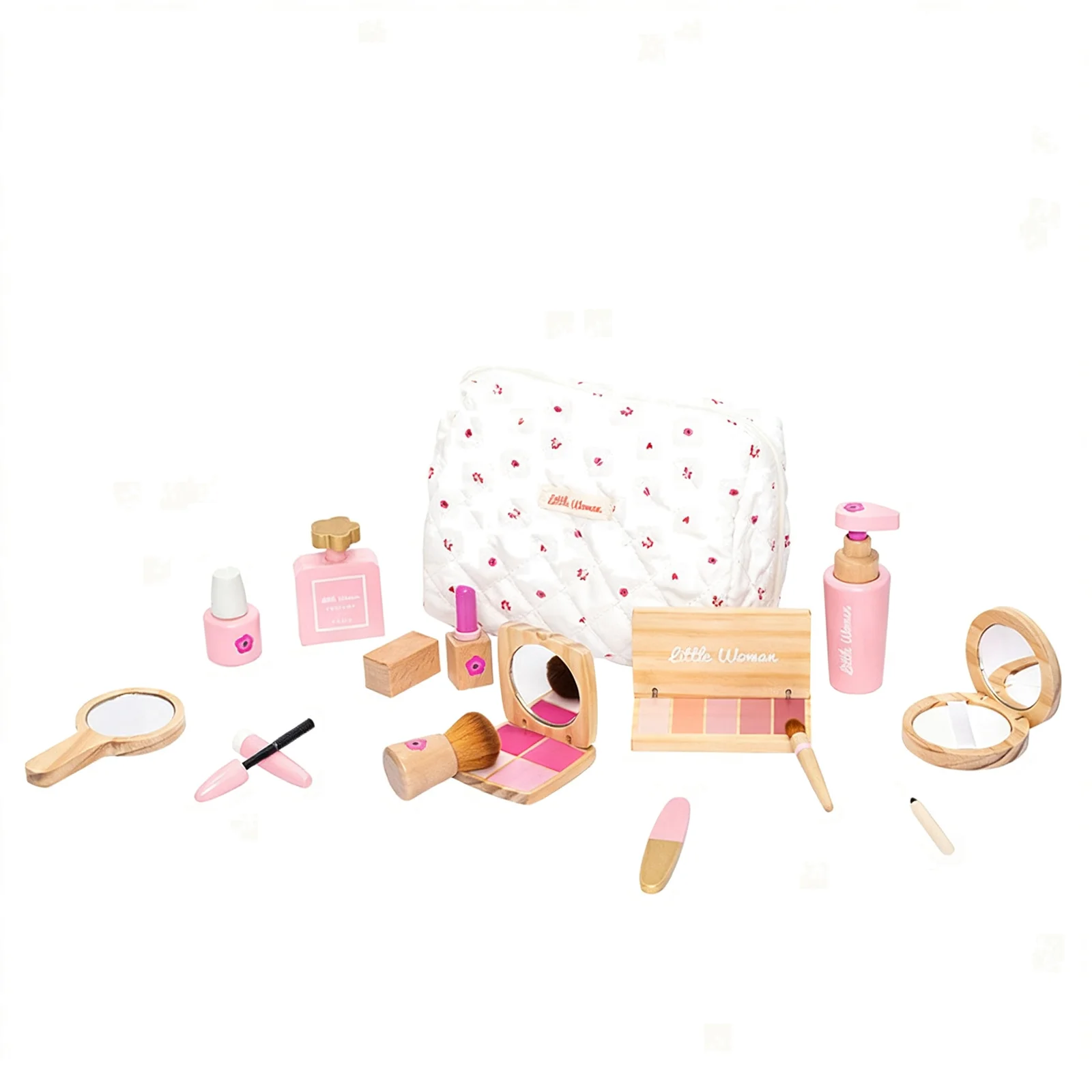 Toy Perfume Bottle Wooden Makeup Toy Set Pretend Play Cosmetics Girls Dress Up Kit Simulation
