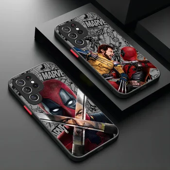 Marvel Deadpool Wolverine kılıf Samsung Galaxy için S24 S23 S22 Ultra S21 S20 FE S10 artı not 20 10 A15 A25 A35 Matte mat kapak