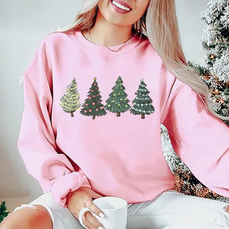 Christmas Tree Sportswear Women's Cute Pattern Long Sleeve Holiday Hoodie