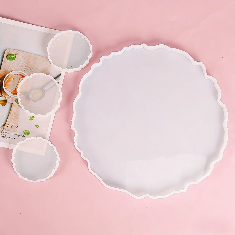 Immagine 5: Stampo in Silicone Circolare per Resina Epossidica, Vassoio Multiuso, Sottobicchiere, Contenitore per Frutta e Gioielli