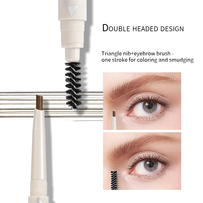 Long-lasting Double-headed Eyebrow Pencil Automatically Rotates and Waterproof Formula-easy to Apply with Eyebrow Brush.