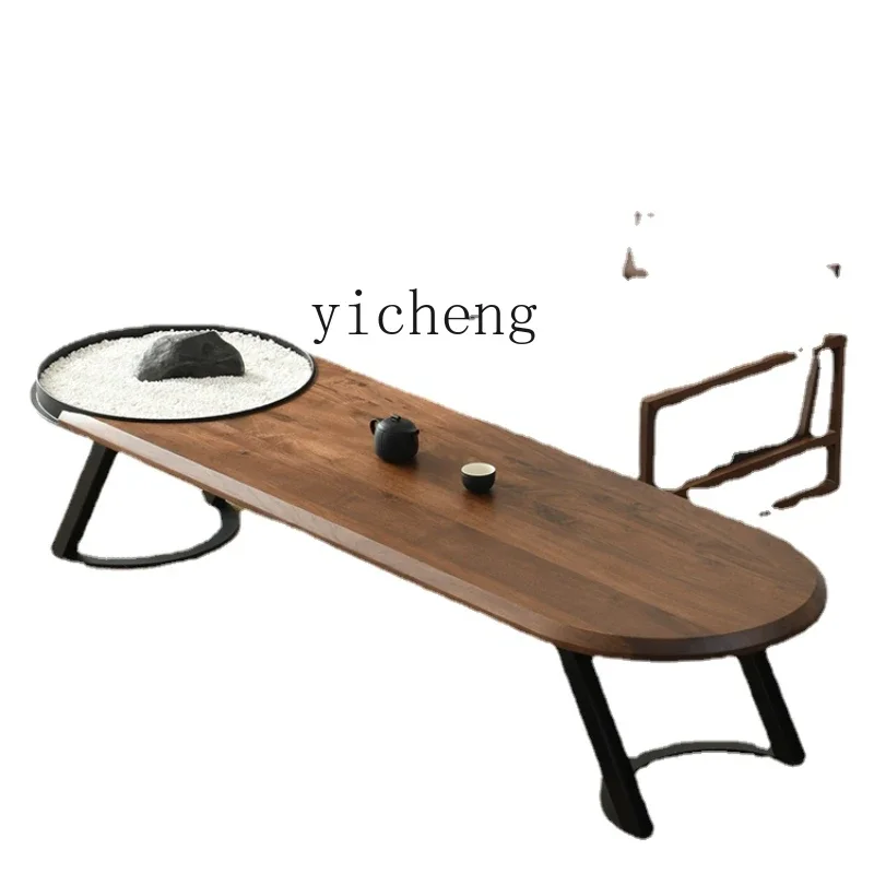 XL Black Walnut Solid Wood Tea Table Modern Minimalist Tatami Furniture Zen Short Tea Table