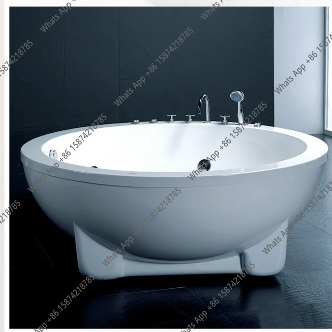 Kk Double Thermostatic Couple Hotel Jacuzzi Household Free-standing Round Acrylic Bathtub