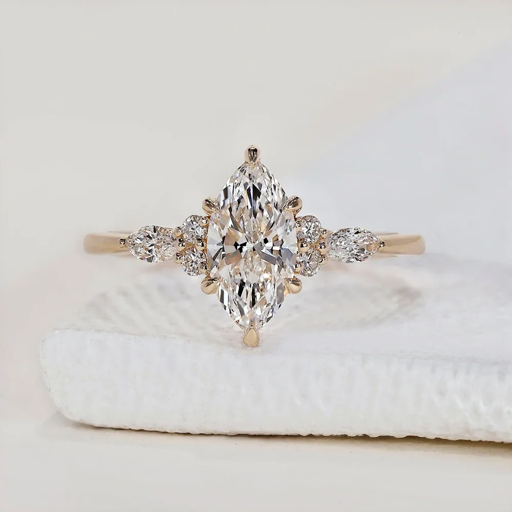 

CxsJeremy Обручальное кольцо с бриллиантом огранки маркизы 1 карат, однотонное женское обручальное кольцо из желтого золота 14 карат Au585, подарок IGI DE VS