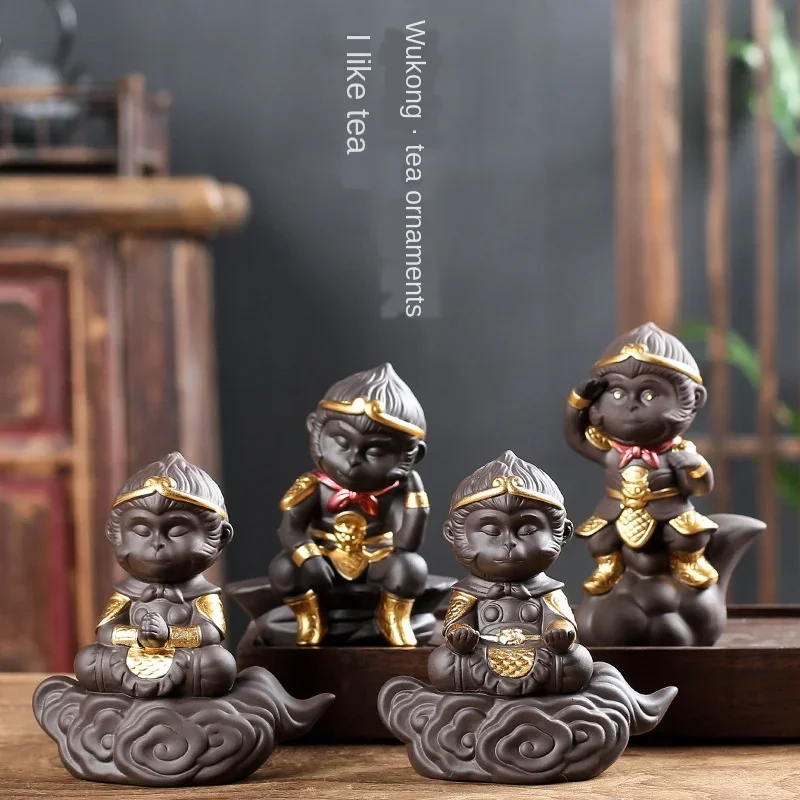 Purple Tea Ornaments Monkey King Decoration Great Sage Equal To Heaven Tea Accessories Desk Set Bao Hexiao Suspends Tea Pet