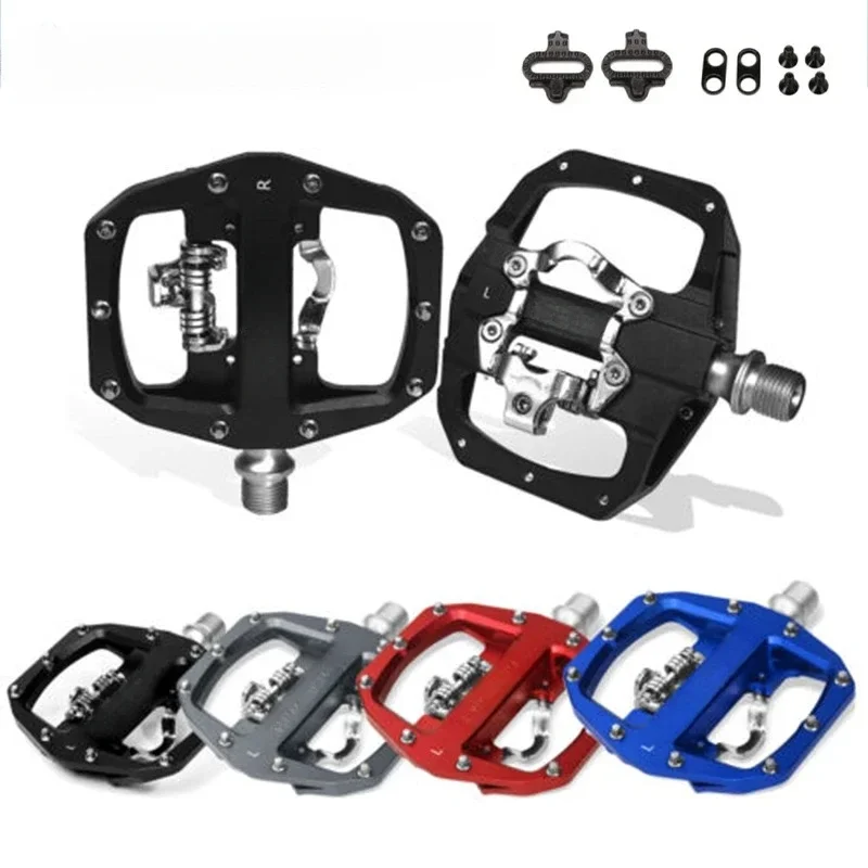 Mountain Bike Pedal Aluminum Alloy Lock Pedal Flat Bottom Mountain Dual-purpose Tread with Lock Piece Bicycle Lock Pedal