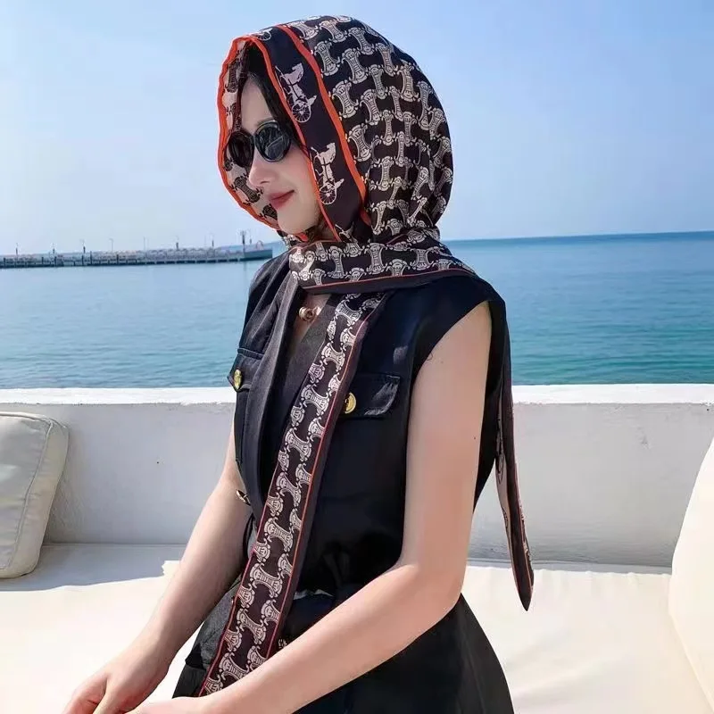 

Новое поступление, мусульманский двусторонний платок, весенне-летняя шапка с капюшоном и атласной лентой