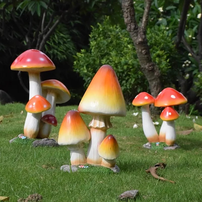 Outdoor courtyard garden decoration simulation plant mushroom sculpture creative retro ornament handicraft garden landscaping