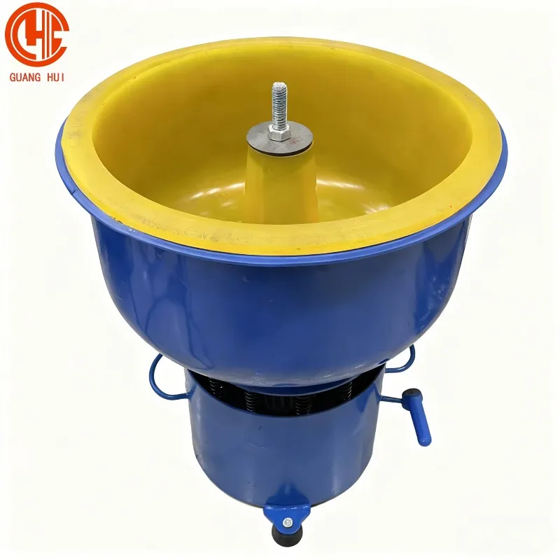 【New】14in Small Yellow-blue Vibrating Tumbler Barrel Polisher Vibratory Tumbling Metal Polishing with Motor Core Component