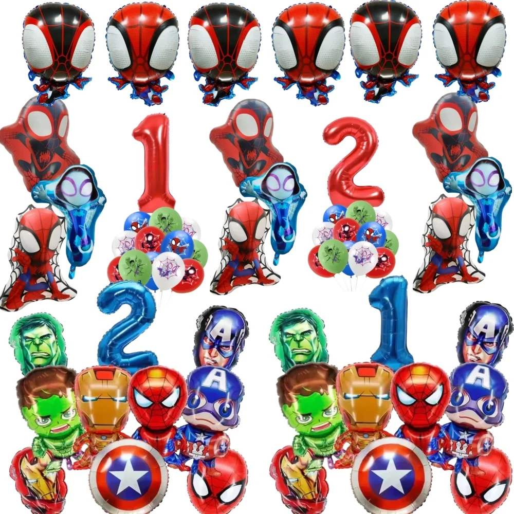 Spider and His Amazing Friends Spider Number Aluminum Balloons Birthday Party Decorations Balloon for Kids Baby Shower gifts