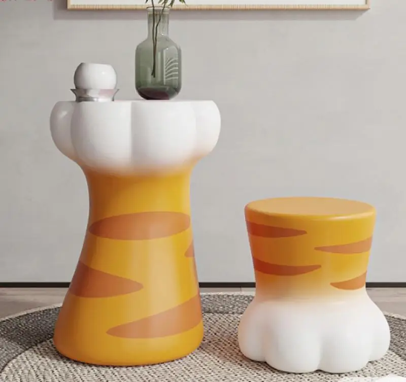 

Cat Claw Side Table Home Decor Creative Cartoon Animal Coffee Table Home Decorative Stool Children's Round Stool