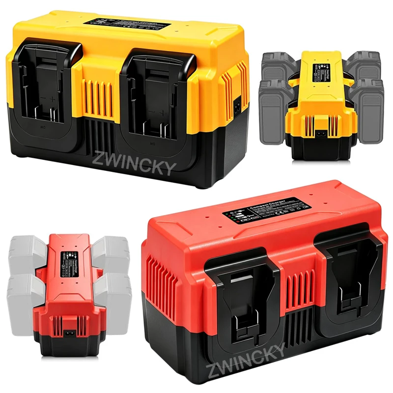 4-Port Li-ion Battery Charger For Dewal/Milwaukee 18V Lithium Battery With LED Indicator Power Tools Battery Replacement Charger