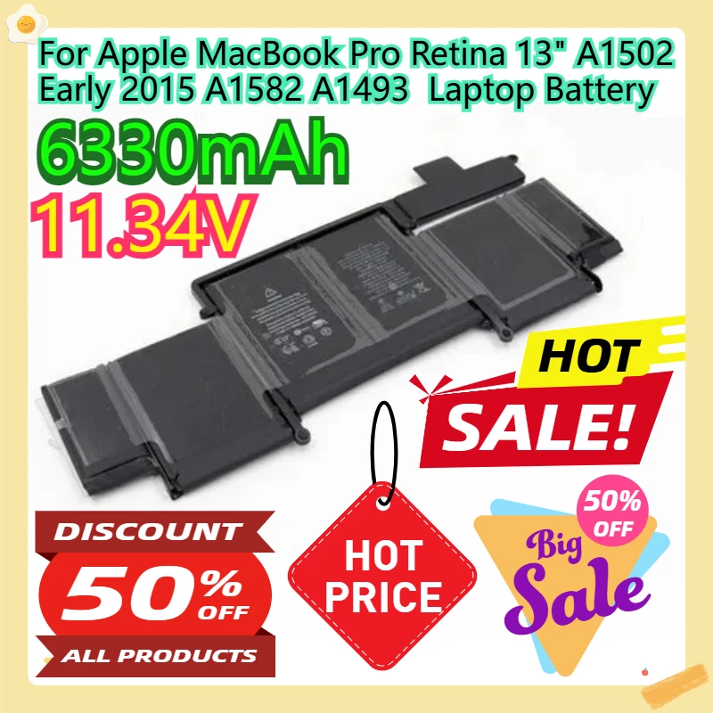 

For Apple MacBook Pro Retina 13" A1502 Early 2015 A1582 A1493 Laptop Battery