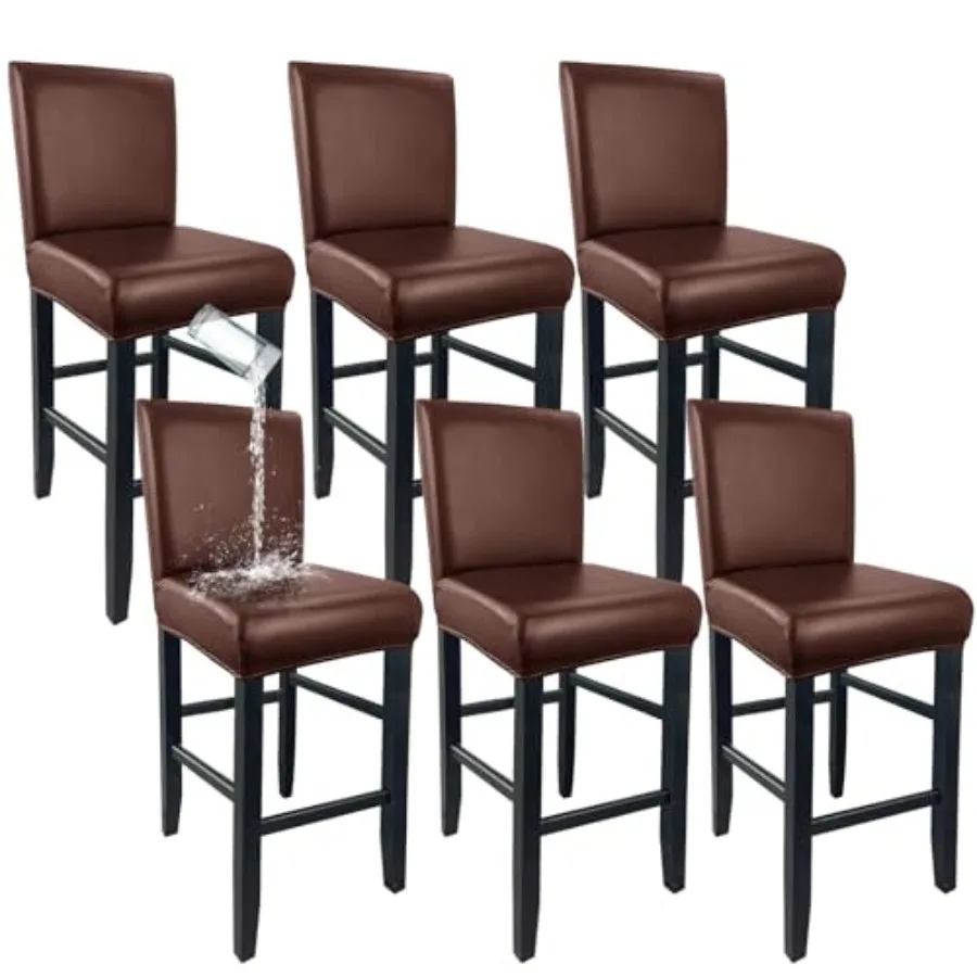 

PU Leather Bar Stool Covers with Backs, Waterproof Bar Stool Chair Covers Washable and Wipeable High Back Barstool Slipcovers C