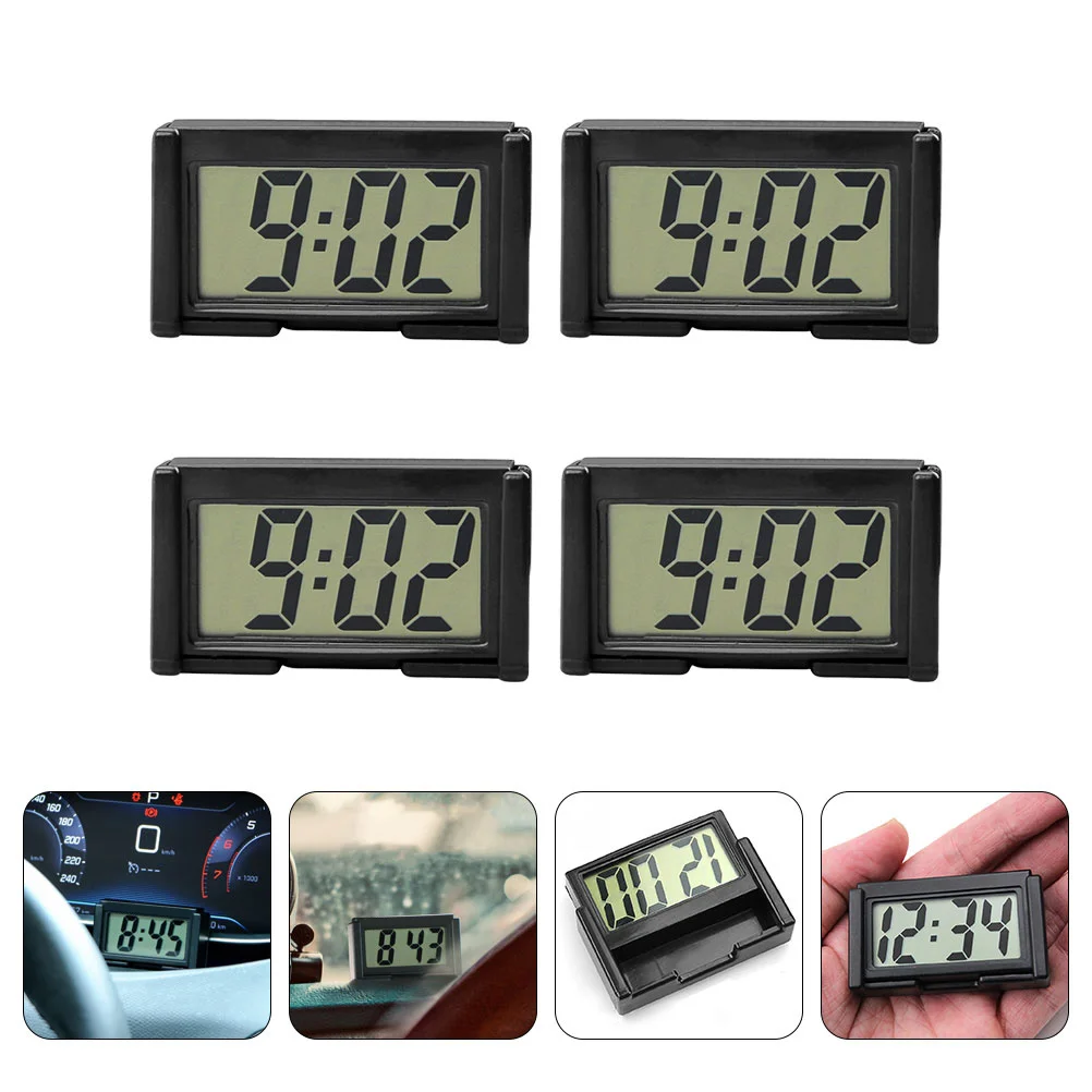 

4Pcs Vehicle Mini Clock Digital Plastic Car Dashboard Clocks Electronic Clocks Small Size Lightweight for Car Home Office