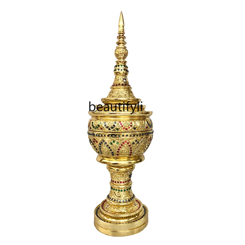 CXH Golden Tower Decoration Living Room Entrance Desktop Light Luxury Court Jar Home Decoration