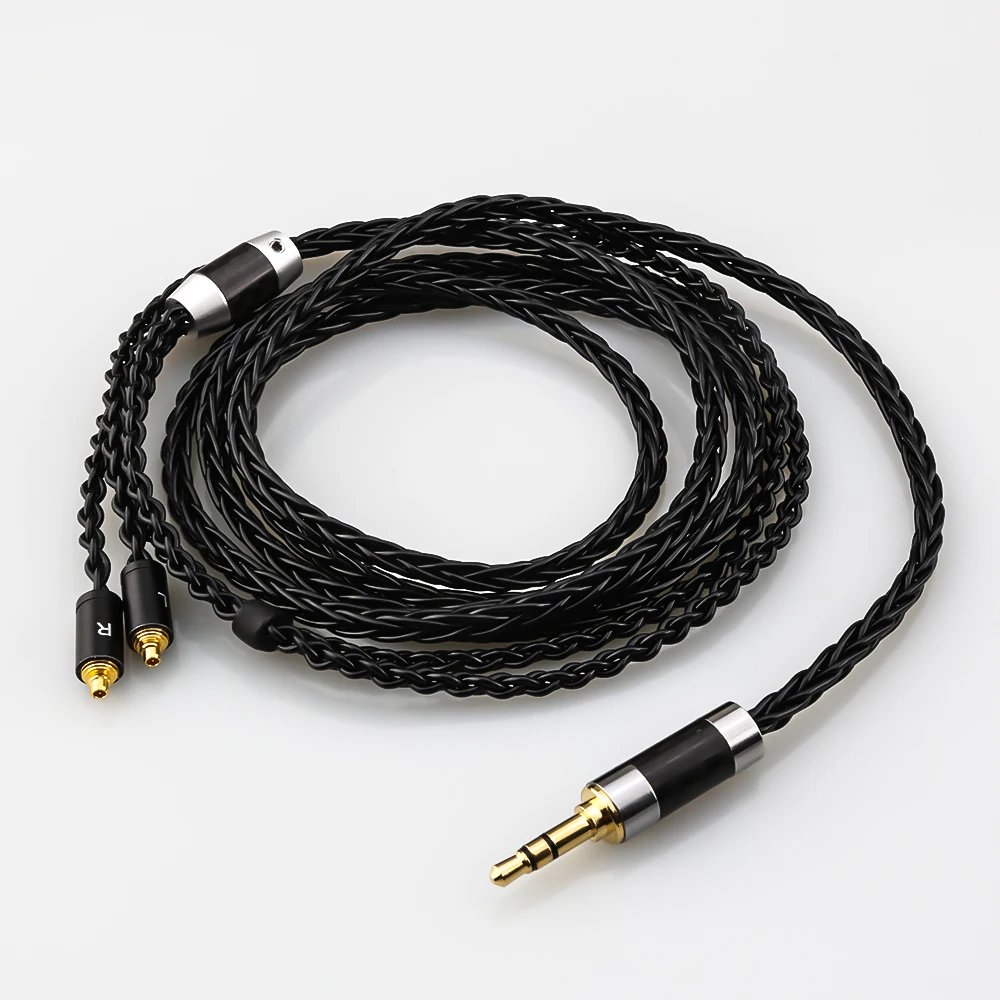 8 Core OCC Silver Plated 3.5mm 2.5mm 4.4mm XLR Black Earphone Cable For Sennheiser IE300 IE900