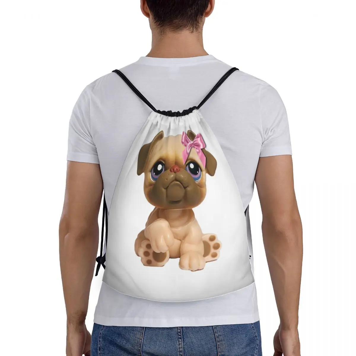 Coquette Littlest Pet Shop LPS Bulldog 451 Backpacks Portable Drawstring Bags Sundries Bag Book Bags for Travel Students