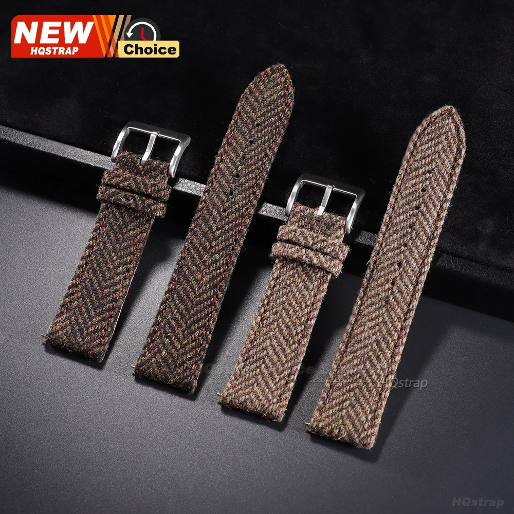 18mm 20mm 22mm Tweed Nylon Strap for Omega Smartwatch Leather Quick Release Band for Seiko Bracelet for Rolex Vintage Universal view 2