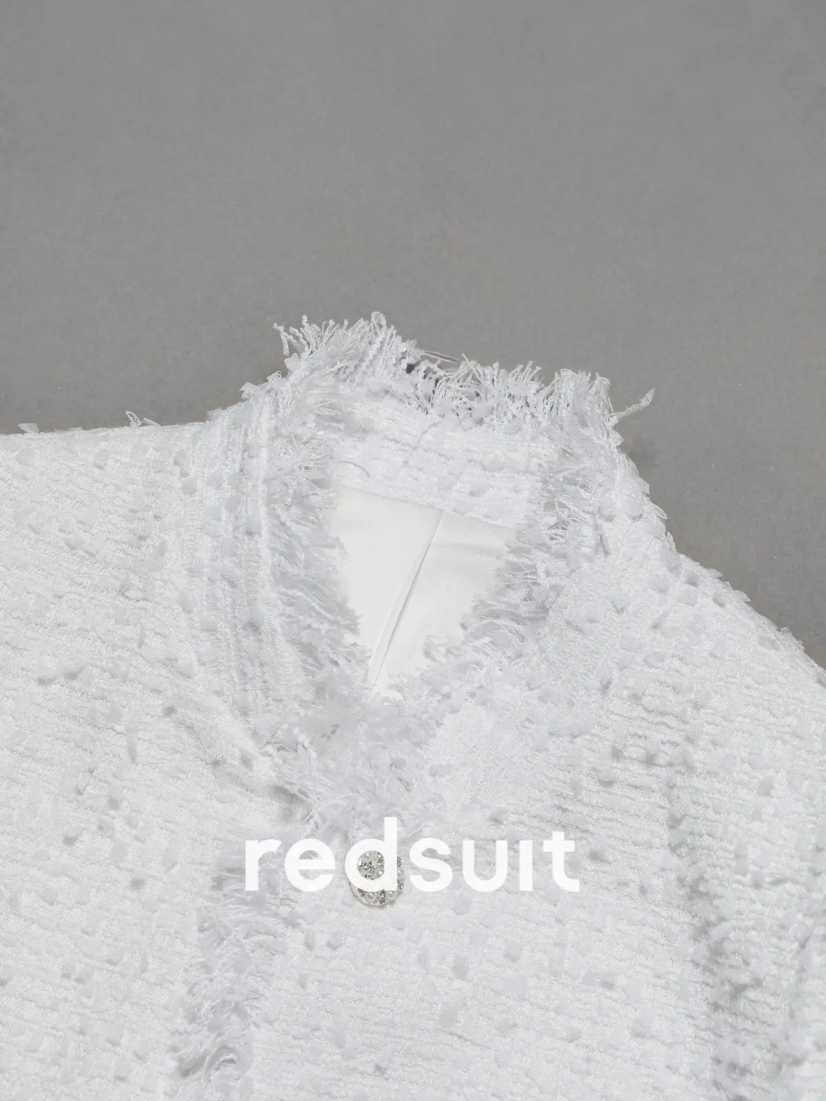 New White tassel border tweed symmetrical pocket jacket, fashionable and exquisite top Custom Sizes