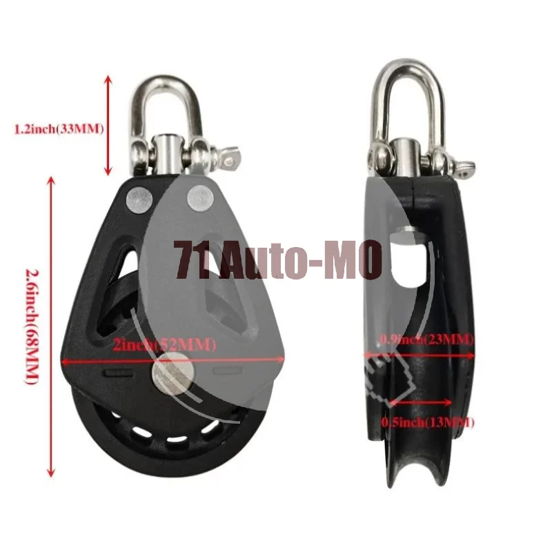 Practical Sailboat Rope Runner Sheave Block High Load Plain Bearing Durable for Marine Sailing Hoisting Tasks