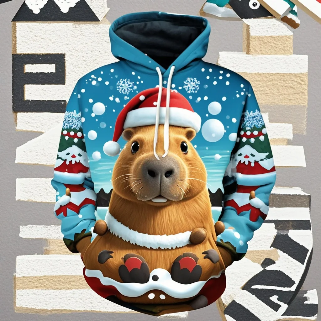 Christmas Hoodie Dolphin Raccoon Graphic 3D Print Couple Hoodies Sweatshirts Men Women Adult Pullover Xmas Gift For Kid Clothing