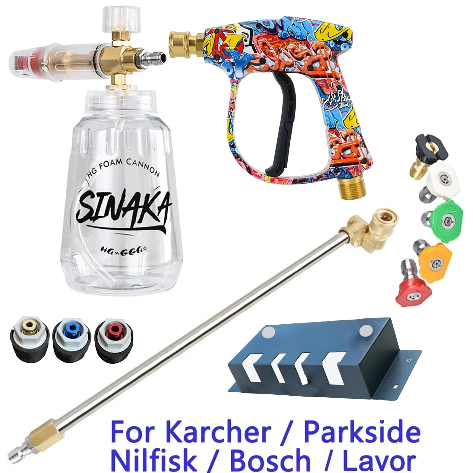 High Pressure Washer Water Gun for Car Cleaning Hose Connector for Karcher Nilfisk Parkside Bosch Lavor Quick Connector Nozzles