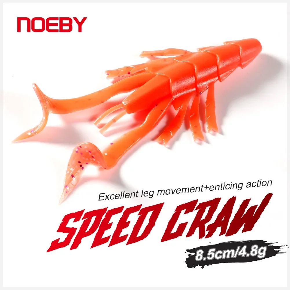 NOEBY-Silicone Soft Bait for Bass Fishing, Artificial Fishing Lures, Punch Jig, Trailer Baits, Wobblers, Shrimp Worm, 85mm