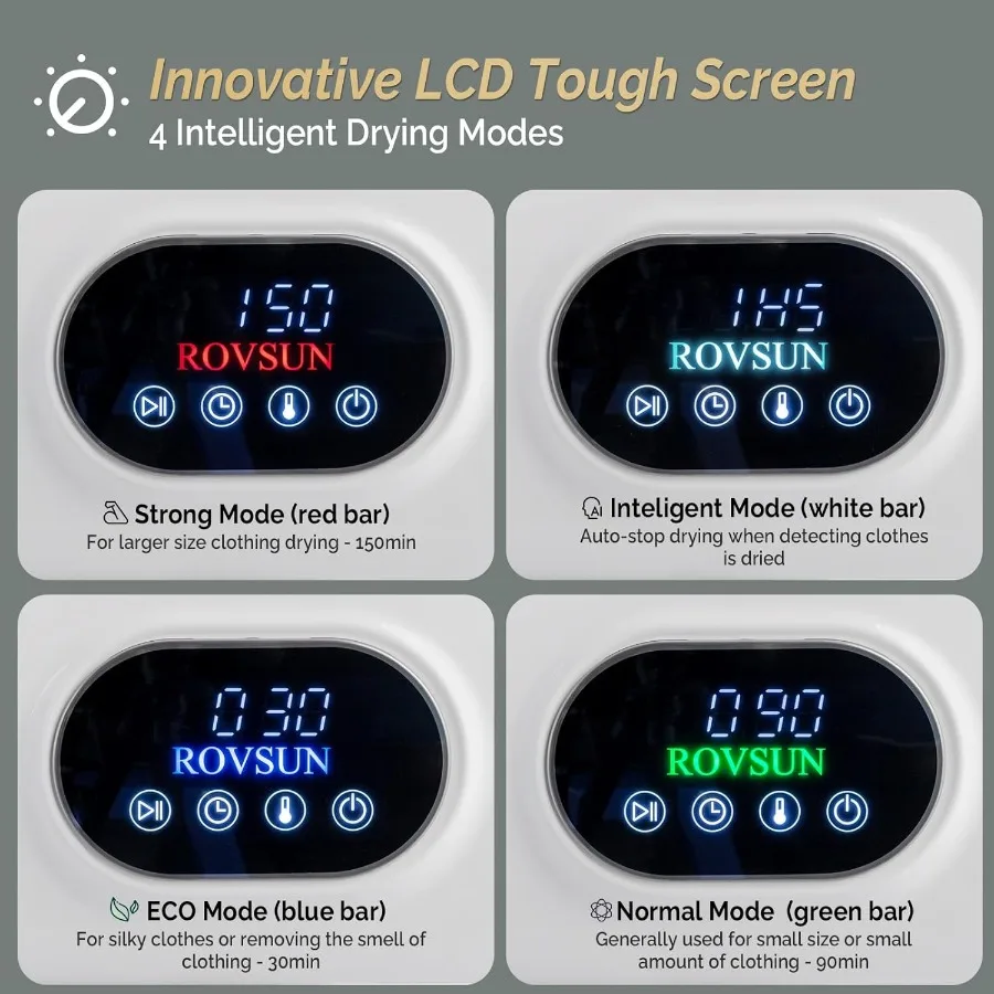 Przenośna suszarka elektryczna do ubrań z ładowaniem od przodu, 110 V, 850 W, wysokiej klasy, o pojemności 42 litrów (1,5 cu.ft), z beczką ze stali nierdzewnej i dotykowym panelem sterowania LCD.