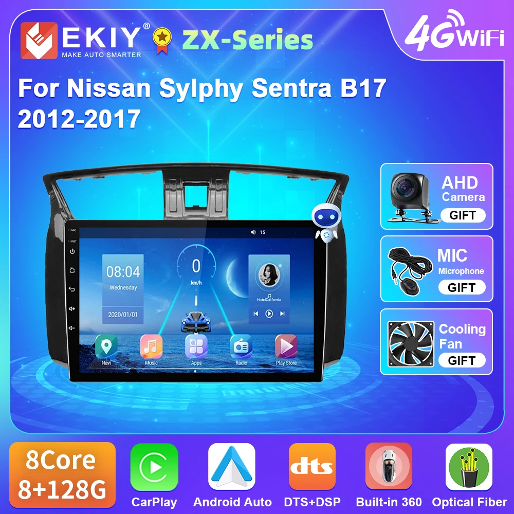 

EKIY Car Radio For Nissan Sylphy Sentra B17 2012 2013 2014 2015 2016 2017 Multimedia Video Player Navigation 4G GPS DSP RDS