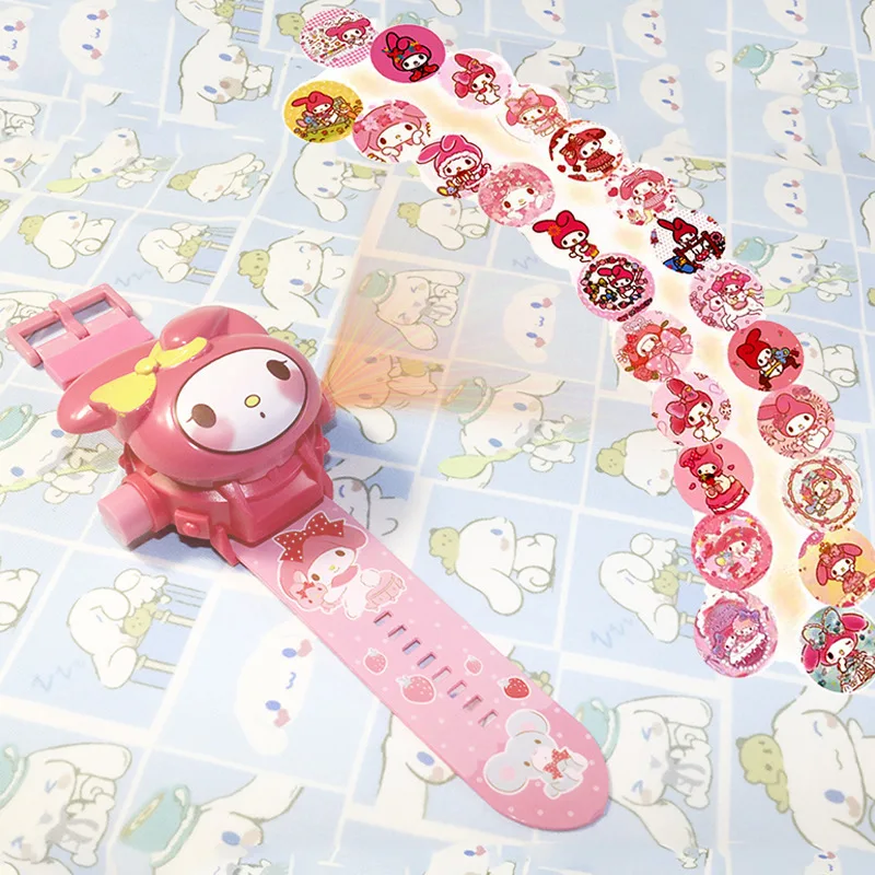 Sanrio Kawaii 3D Projection Digital Watch Cinnamoroll Kuromi Melody Anime Cartoon Led Silica Watchband Kids Fashion Gift