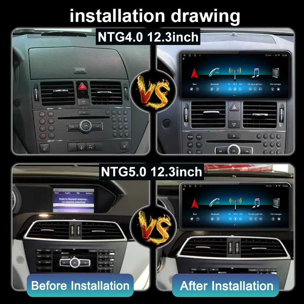 Android 16 Auto Radio Carplay For Mercedes Benz C Class W204 2007-2014 car accessories 4G BT Car Multimed Player Stereo GPS Navi