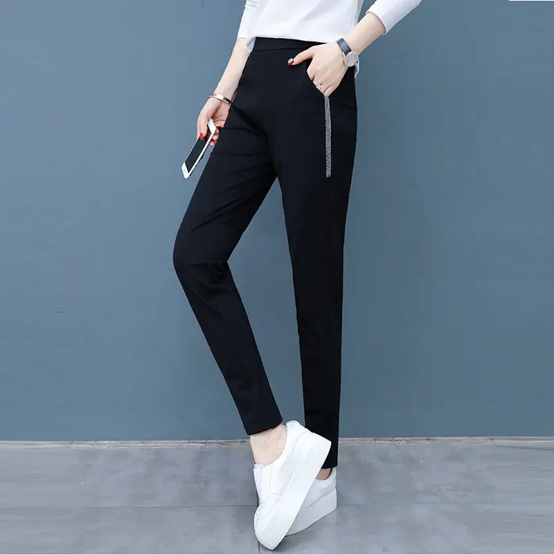 Casual Pants Women Side-stripe Lace-up Harem Slim All-match Womens Soft Leisure Spring Trendy Ulzzang Simple Hot Sale Basic Cozy