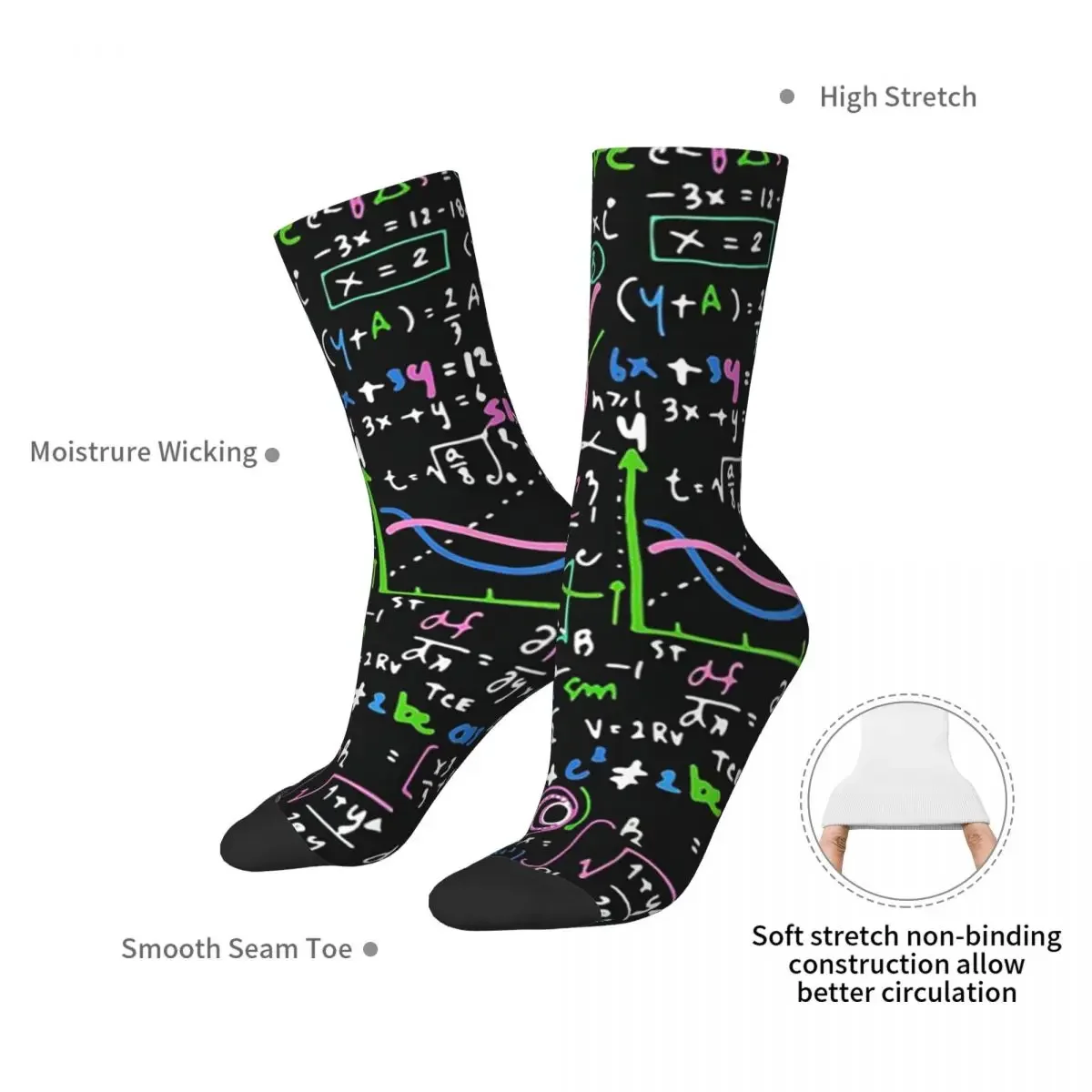 Math Socks Harajuku Super Soft Stockings All Season Long Socks Accessories for Man's Woman's Birthday Present