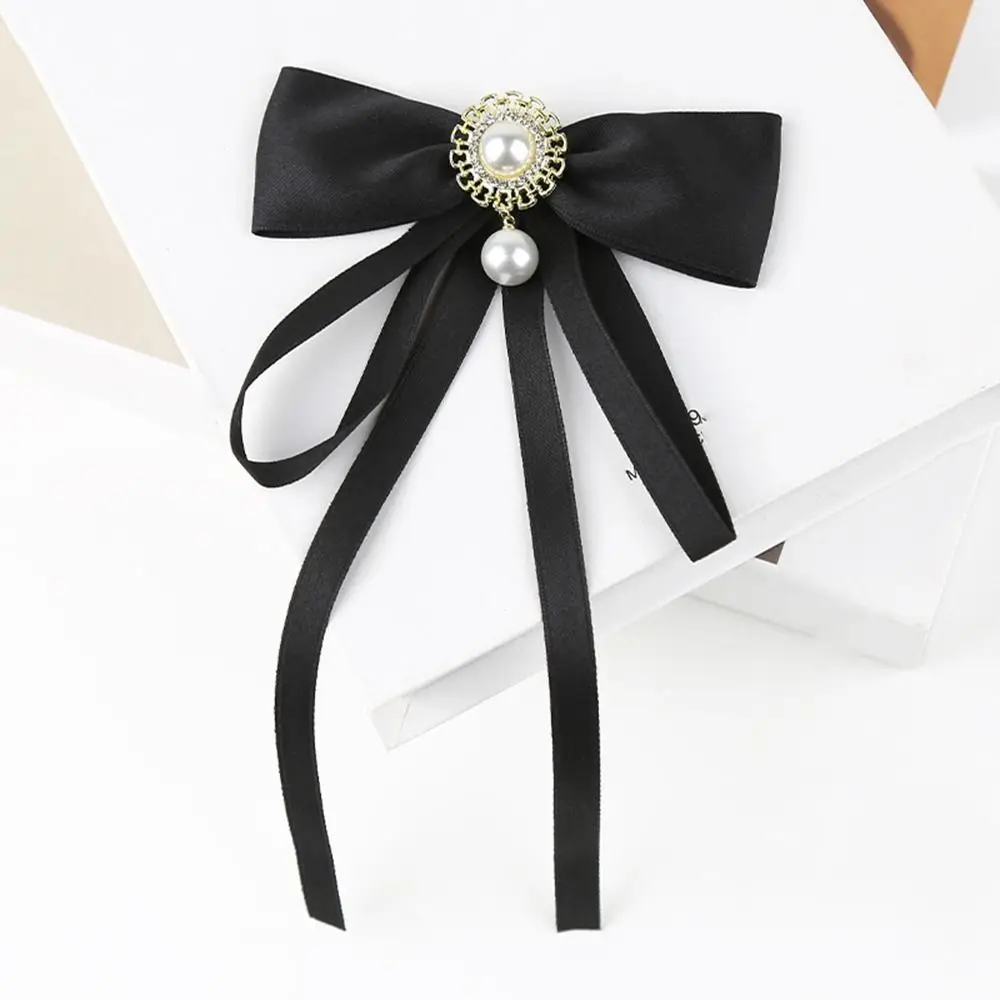 الأسود التذكاري الشريط الأسود Bowknot بروش البوليستر خمر كريستال الراين مجوهرات ربطة العنق الديكور دبوس