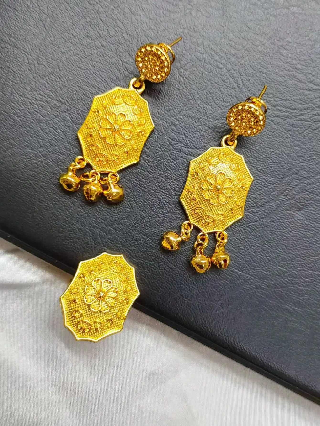 Women Ethiopian Gold Color Jewelry Set Bridal Dubai Wedding Brazilian Eritrean African Earring Necklaces Jewellery Set