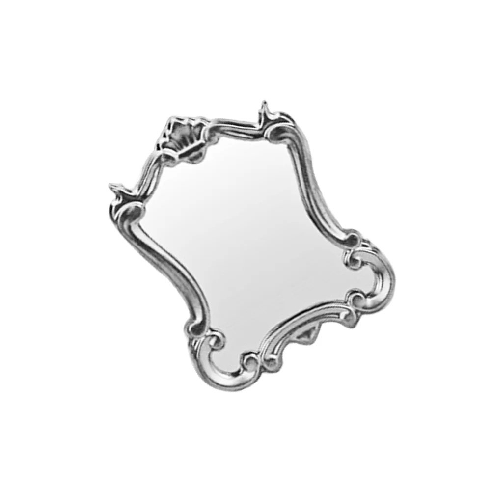 Bathroom Decorations Miniature Vintage Mirror Model House Makeup Toy Adornment Silver Accessory