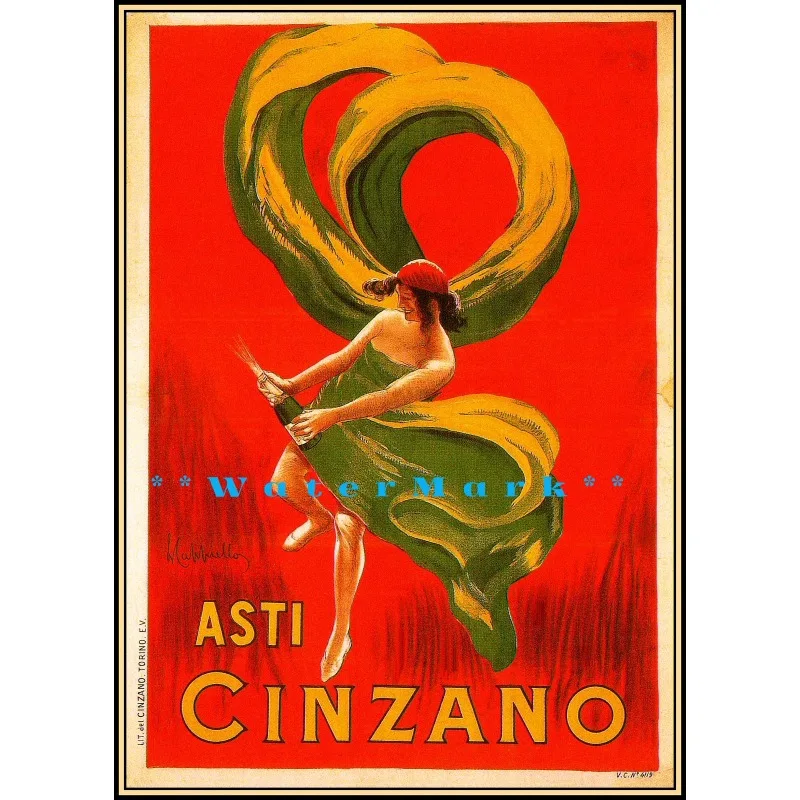 Asti Cinzano 1900, Licor Italiano, Póster Vintage, Impresión Publicitaria, Decoración de Pared, Letrero Metálico