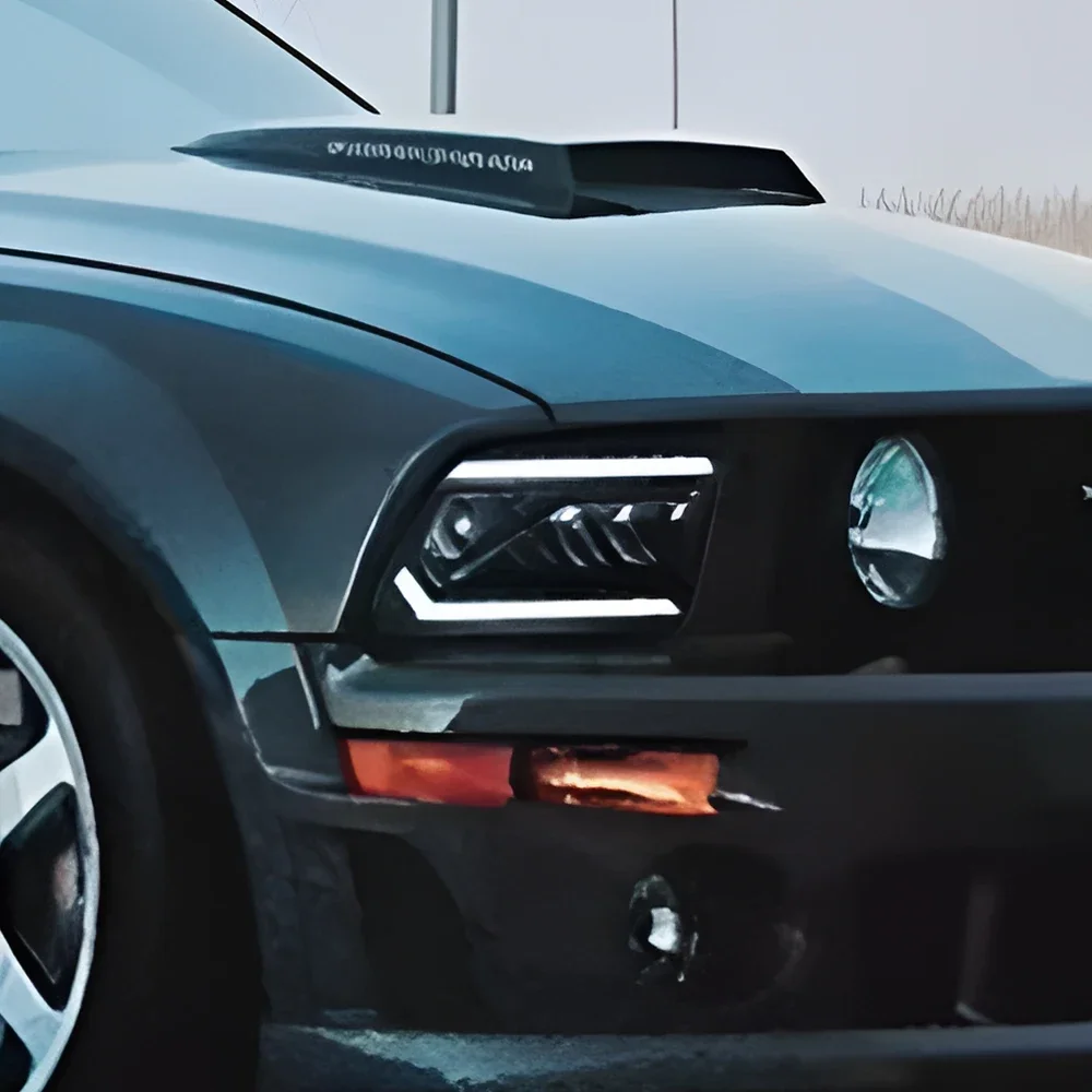 

Автомобильные передние фонари для Ford Mustang 2005-2009, светодиодные автомобильные фары в сборе, обновление, высококачественные аксессуары для линз динамического проектора